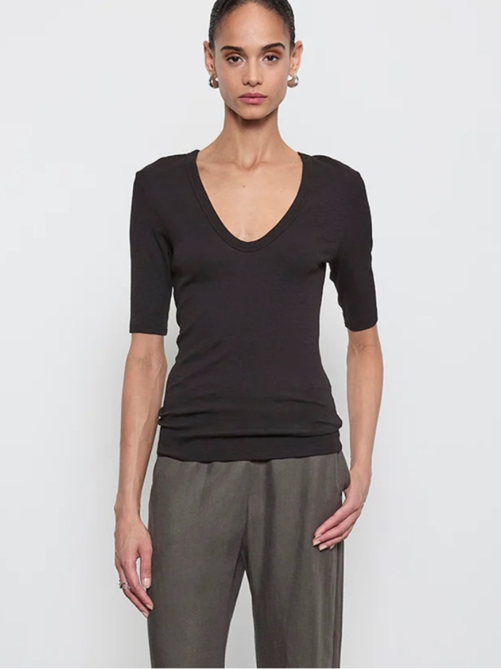 Enza Costa TEXTURED KNIT HALF SLEEVE U